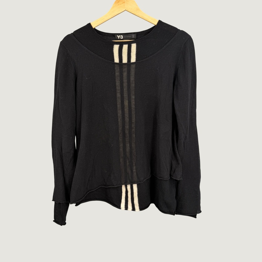 Y-3 Yohji Yamamoto x adidas Y-3 Black Layered Sheer Sweater Size Medium